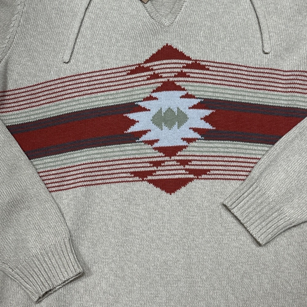 Woolrich Womens Little Plum Run Dress  Knit Sweater Tribal Aztec  Hooded Beige - Picture 2 of 9